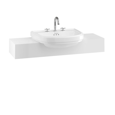 Burlington Riviera 580mm Semi Recessed Basin 3 Tap Hole - White