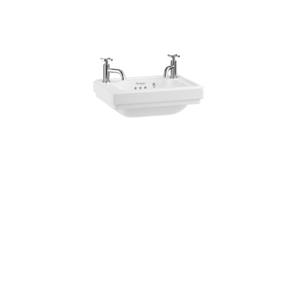 Burlington Riviera Cloakroom Basin 450mm 2 Tap Hole - White