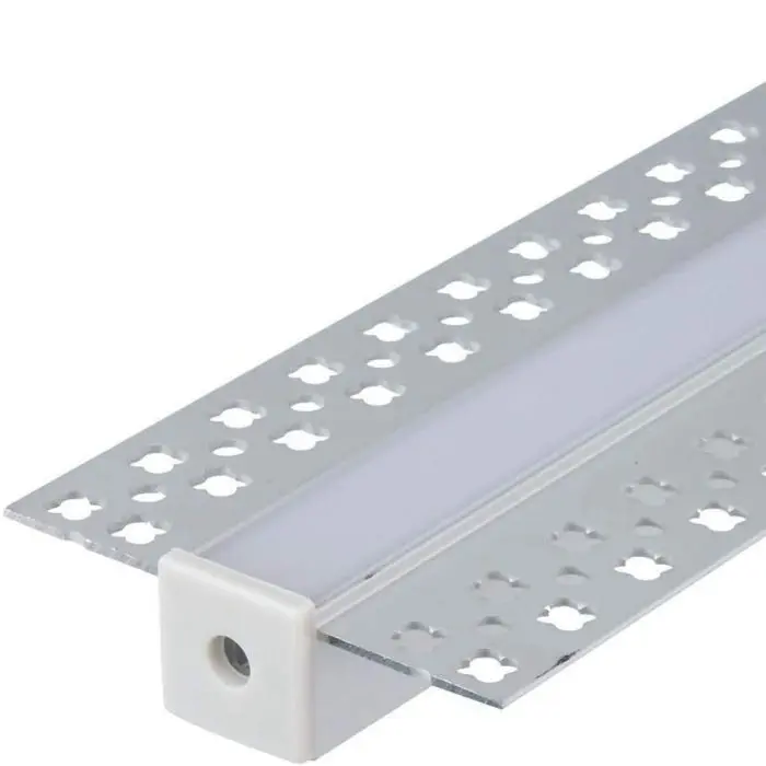 Trimless Plaster In Aluminium Profile With Diffuser & End Caps 2m Long
